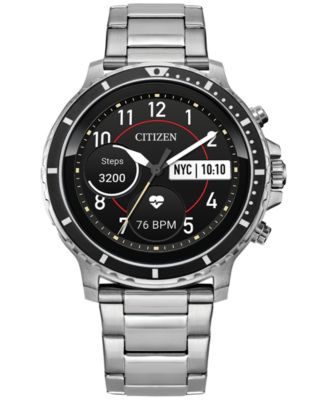 Citizen - Men's CZ Smart HR Stainless Steel Bracelet Touchscreen Smart Watch 46mm