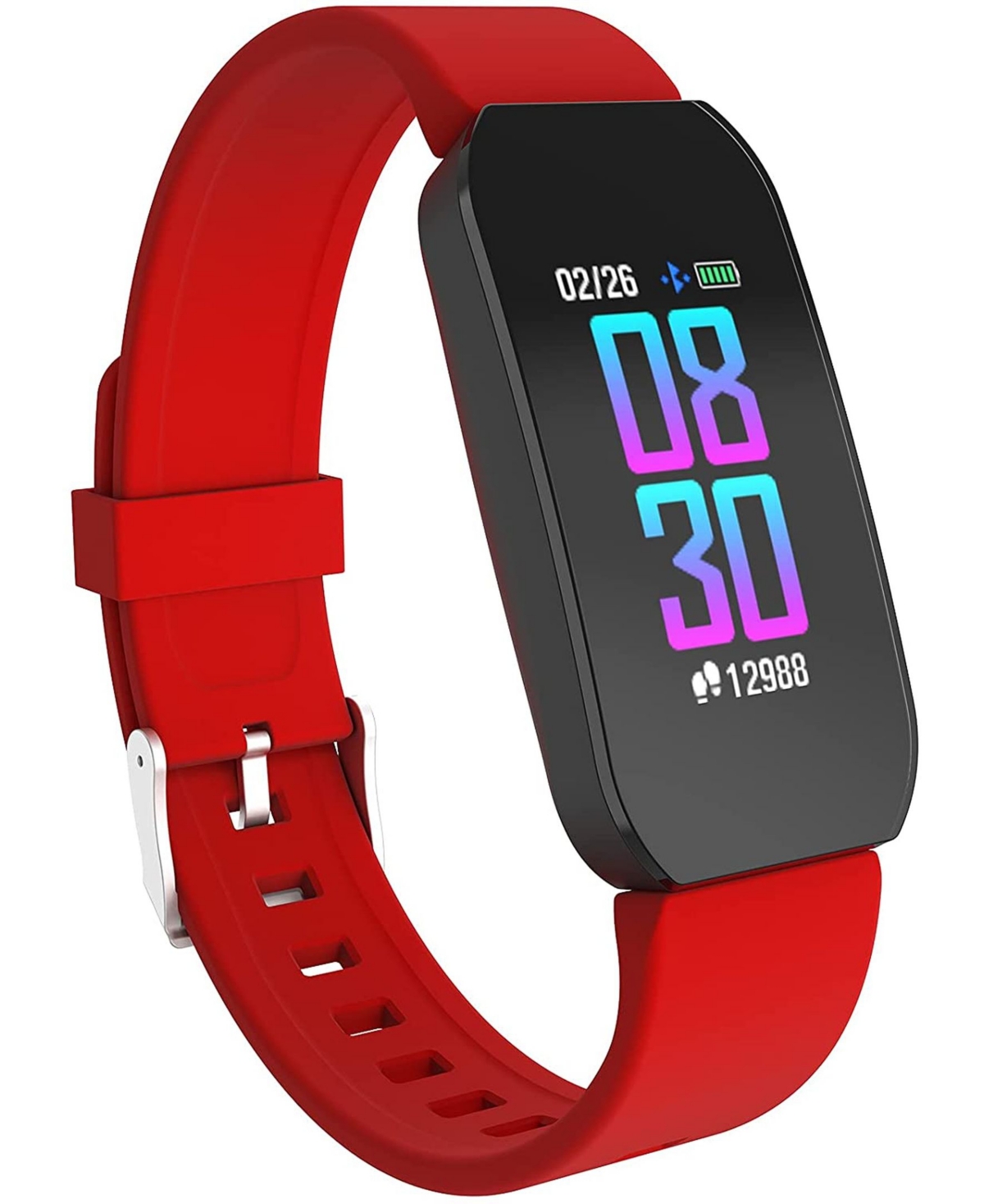 Unisex Red Silicone Strap Active Smartwatch 44mm - Red