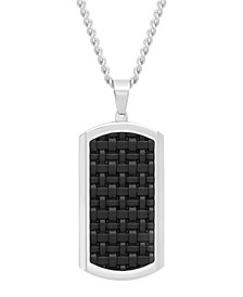 Men's Dog Tag in Faux Leather and Stainless Steel Pendant Necklace