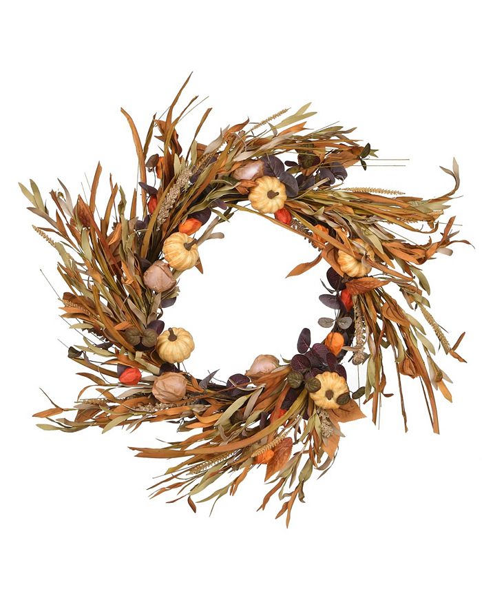 National Tree Company 24" Harvest Pumpkin Wreath Macy's