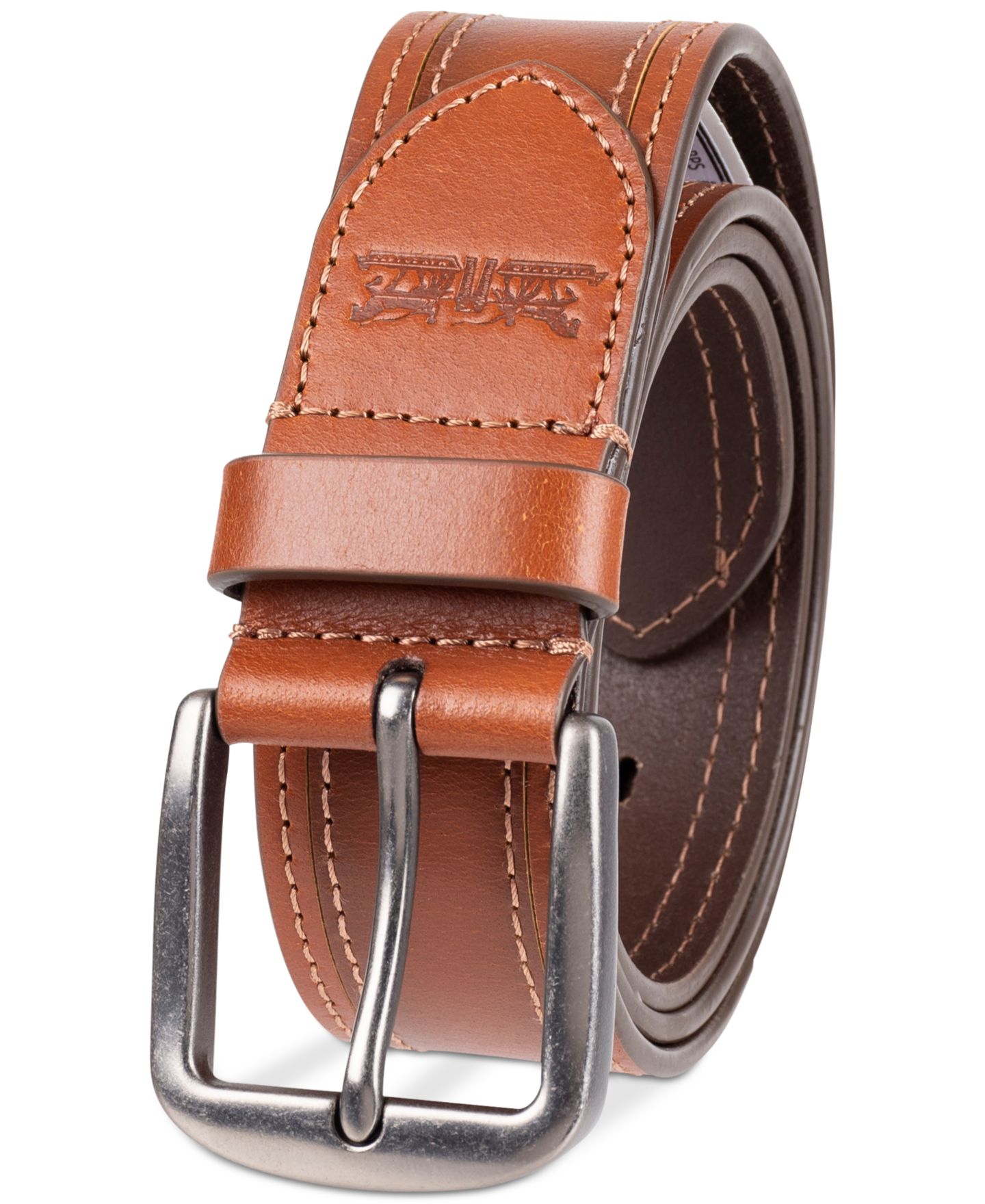 Мужской ремень Levi's Stitched Leather Belt, цвет: Рыжевато-коричневый — фото 2