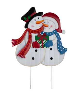Metal Lovely Snowman Yard Stake or Standing Decor or Wall Decor, 30"