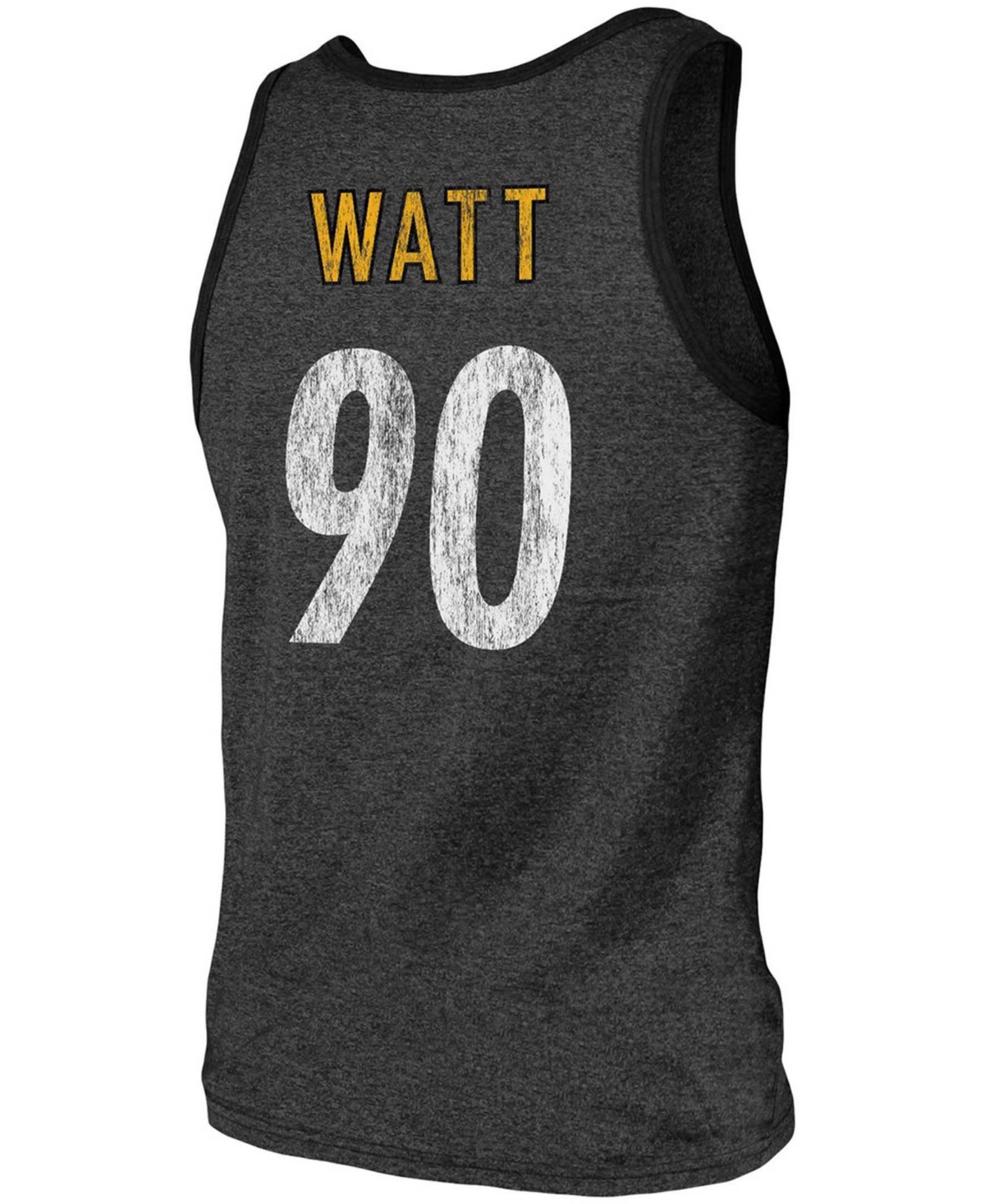 Men's T.j. Watt HeatheredPittsburgh Steelers Name Number Tri-Blend Tank Top - Black