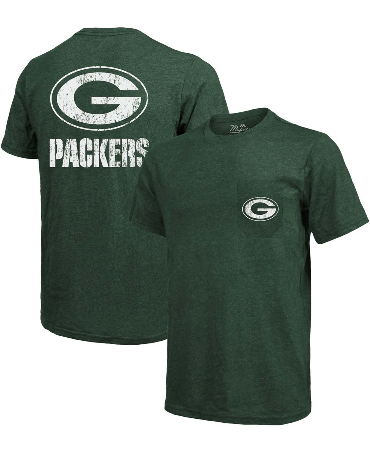 Green Bay Packers Tri-Blend Pocket T-shirt - Heathered Green - Green