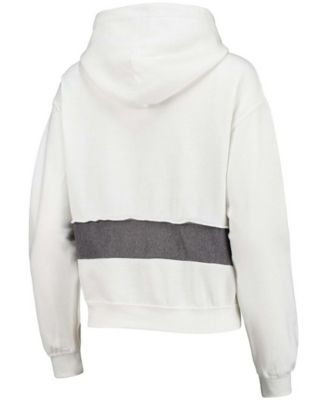 Women's White Carolina Panthers Crop Dolman Pullover Hoodie