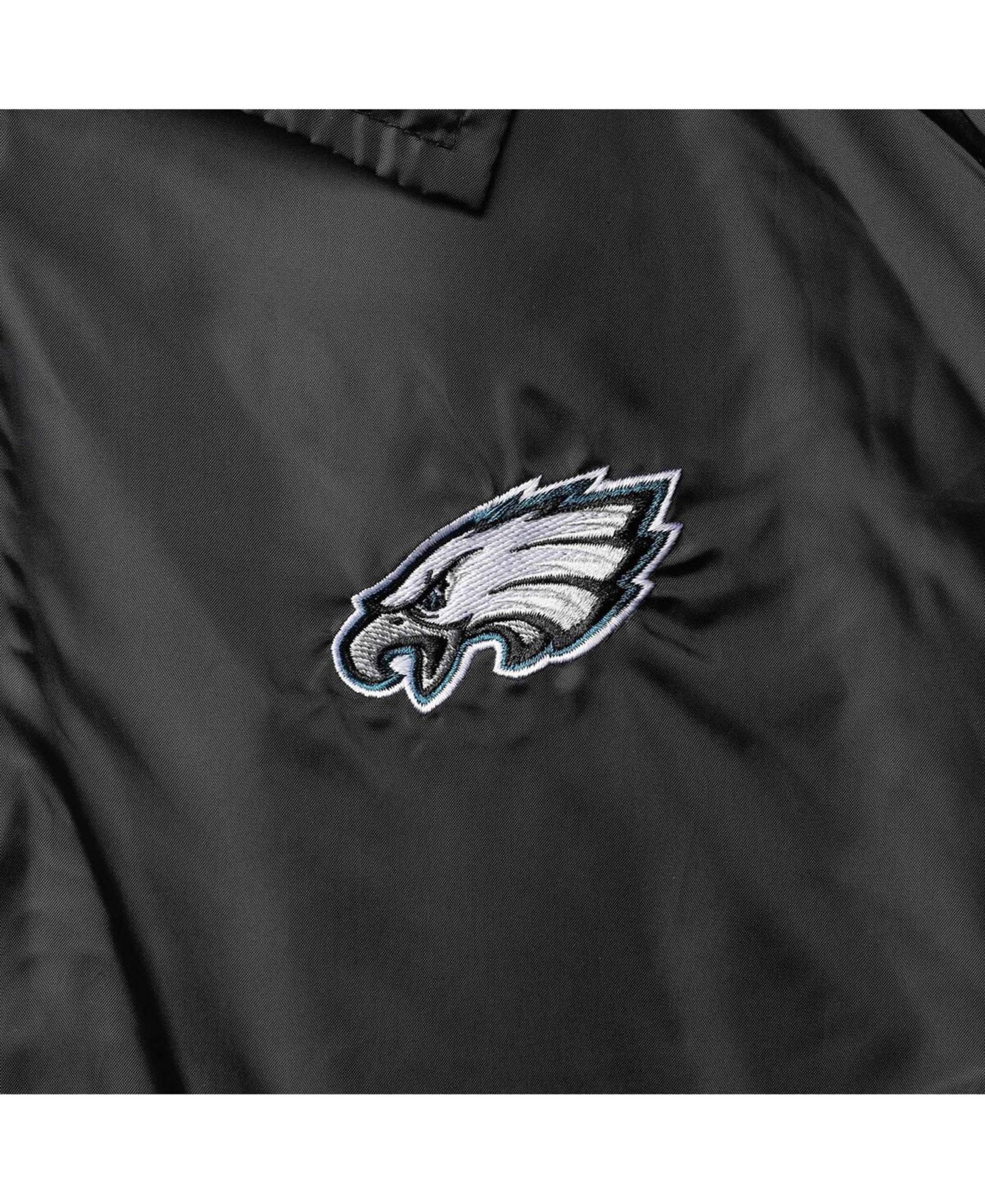 Мужская куртка Dunbrooke Black Philadelphia Eagles Coaches Classic Raglan Full-Snap Windbreaker — фото 2