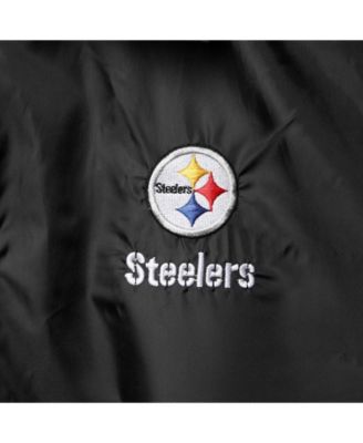 Men's Black Pittsburgh Steelers Coaches Classic Raglan Full-Snap Windbreaker Jacket