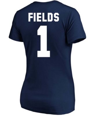 Women's Plus Size Justin Fields Navy Chicago Bears Player Name Number V-Neck T-shirt