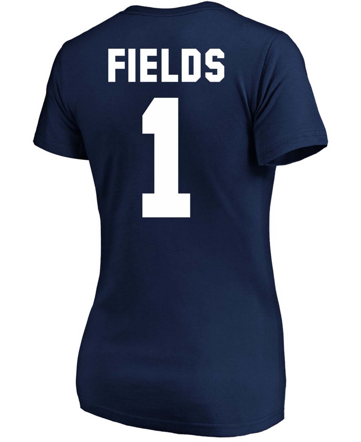Women's Plus Size Justin FieldsChicago Bears Player Name Number V-Neck T-shirt - Navy