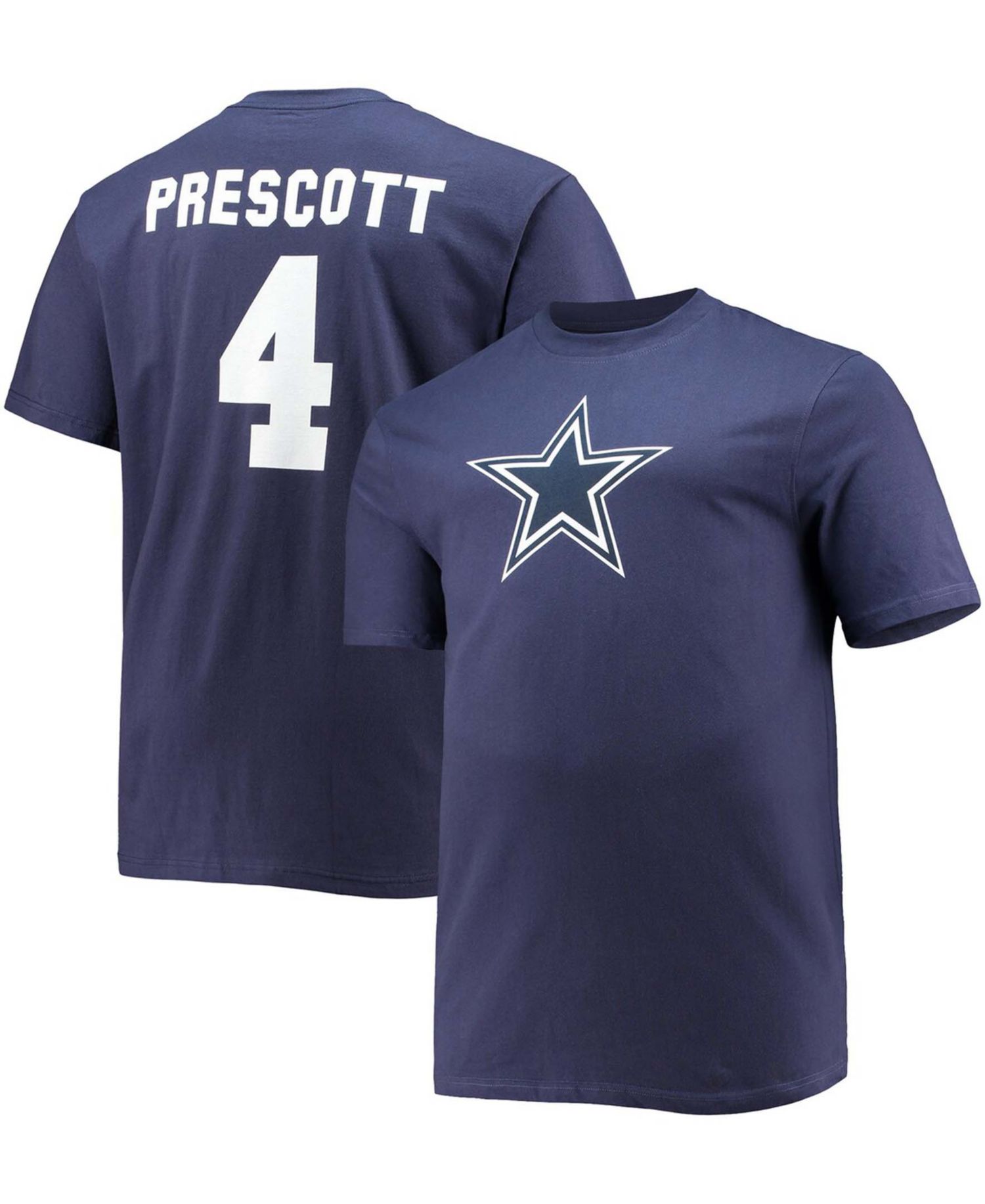 Men's Big and Tall Dak Prescott Navy Dallas Cowboys Player Name & Number T-shirt