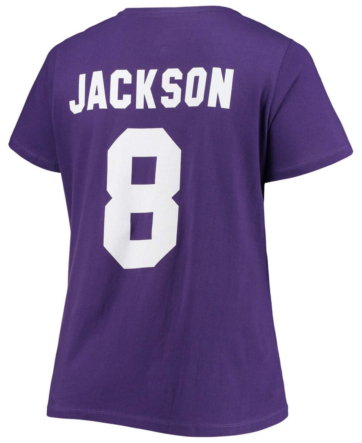 Women's Plus Size Lamar JacksonBaltimore Ravens Name Number V-Neck T-shirt - Purple