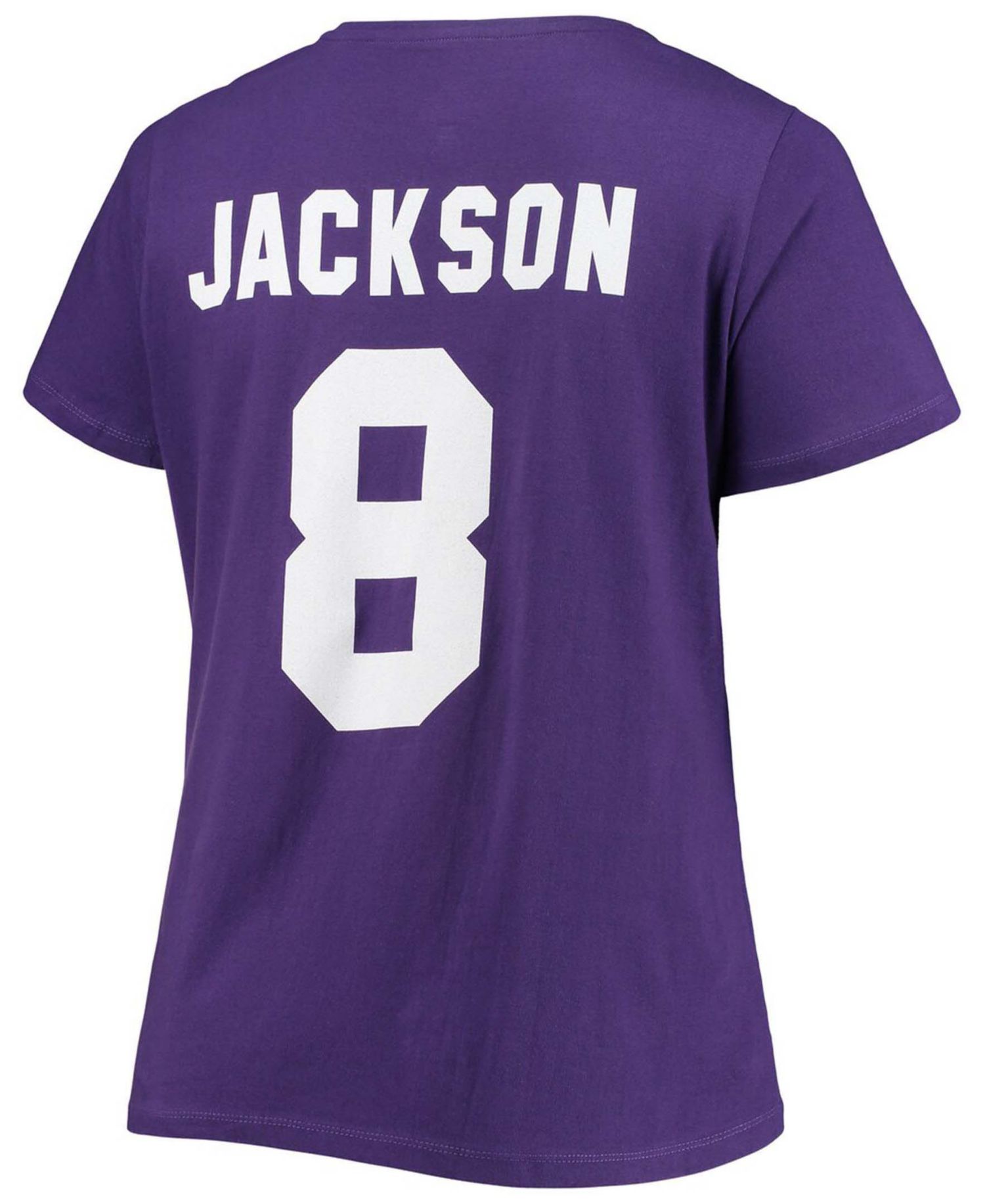 Women's Plus Size Lamar Jackson Purple Baltimore Ravens Name & Number V-Neck T-shirt