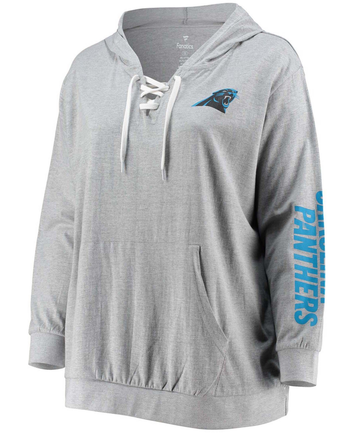 Women's Plus SizeCarolina Panthers Lace-Up Pullover Hoodie - Heathered Gray