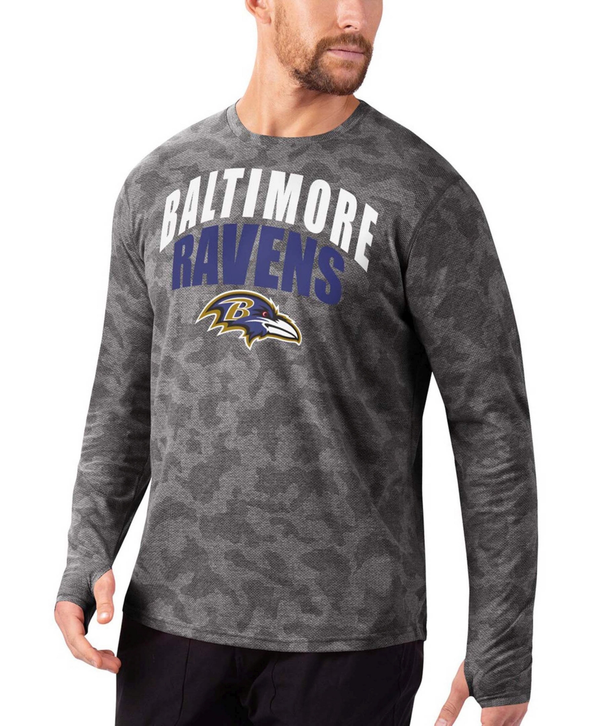 Men's Black Baltimore Ravens Camo Long Sleeve T-shirt - Black