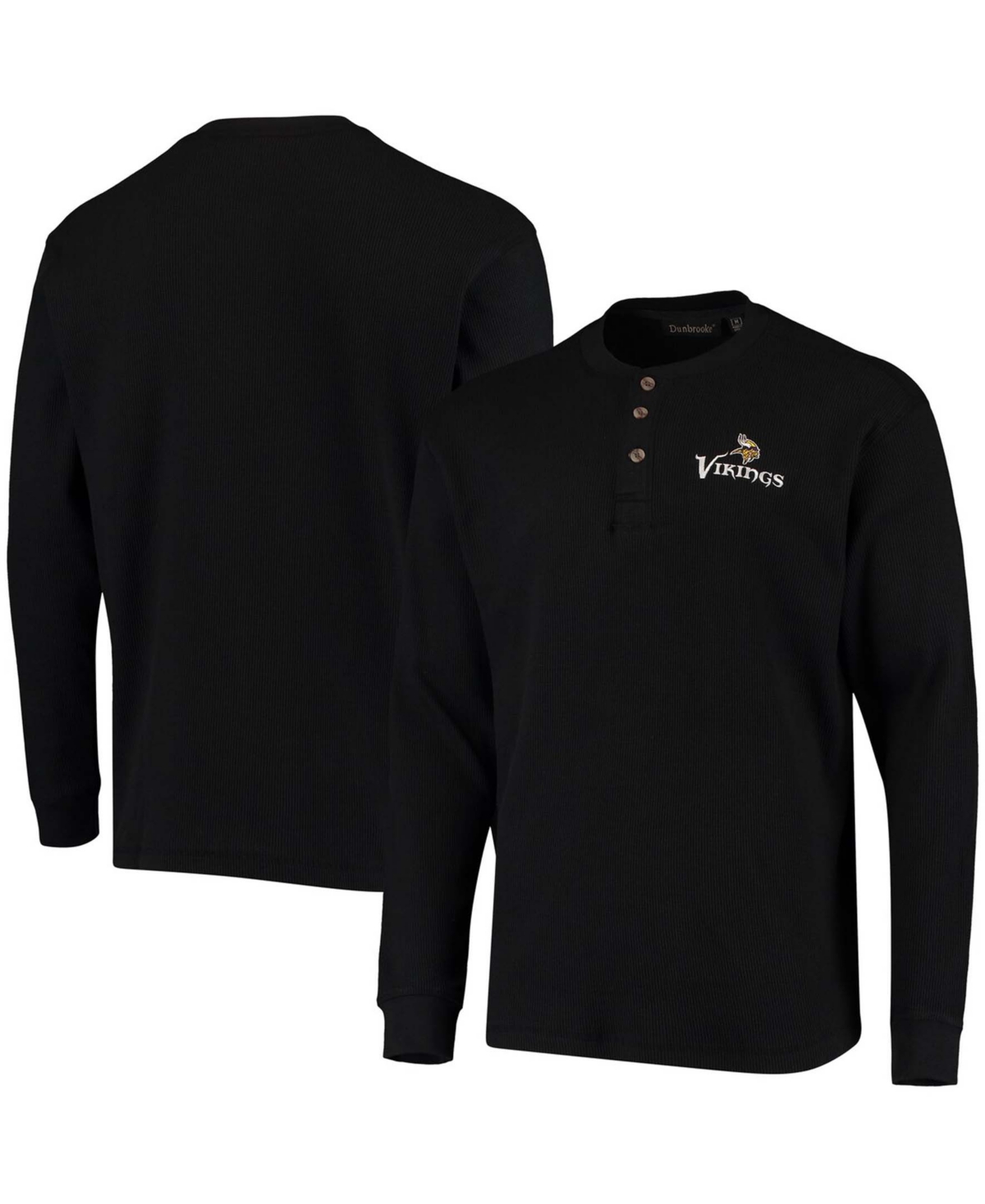 Men's Black Minnesota Vikings Maverick Thermal Henley Long Sleeve T-shirt - Black