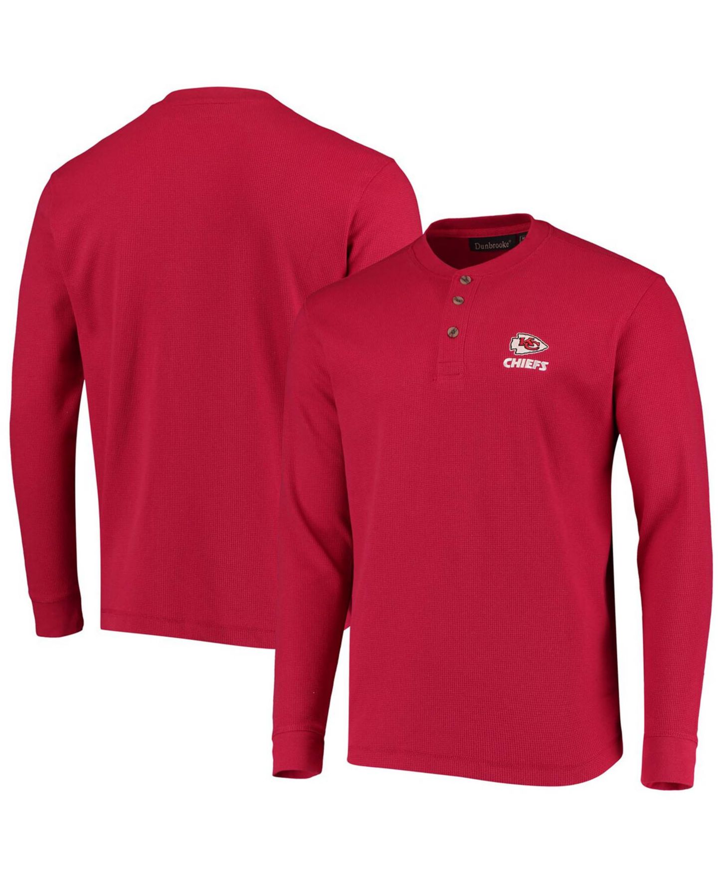 Мужская футболка Dunbrooke Red Kansas City Chiefs Maverick Thermal Henley Long Sleeve — фото 1