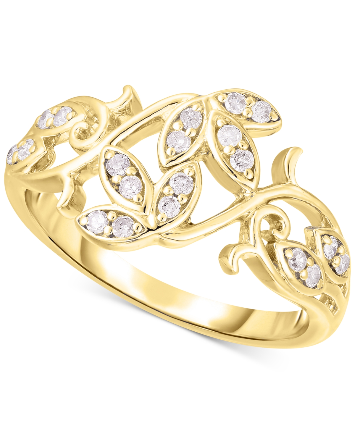 Macy's Diamond Vine-inspired Ring (1/5 Ct. T.w.) In Sterling Silver. In Sterling Silver,yellow