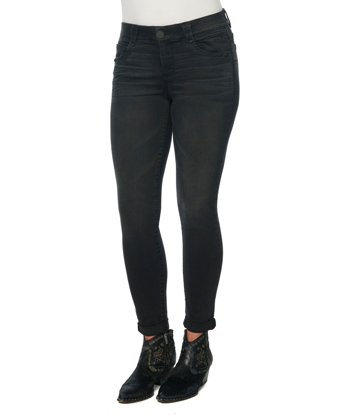 Women's "Ab"Solution Ankle Skimmer Jeans - Black