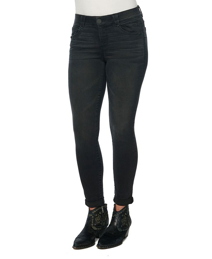 Absolution Seamless Ankle Skimmer Fray Hem Jeans with Embroidery