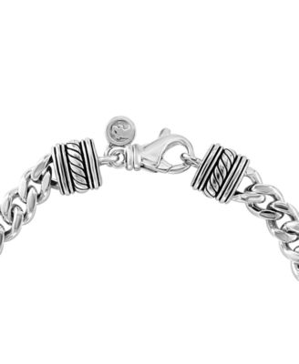 EFFY&reg; Men's Rondelle & Curb Link Bracelet in Sterling Silver