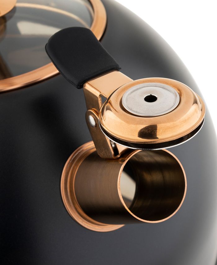 Viking Stainless Steel 2.6Quart Black Tea Kettle with Copper Handle