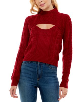 Almost Famous - Juniors' Cable-Knit Sweater Set