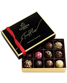Holiday Signature Chocolate Truffles Gift Box with Red Ribbon, 12 Pieces