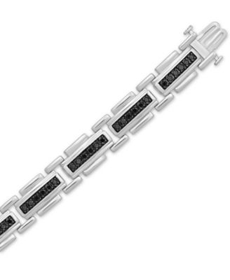 Men's Black Diamond Link Bracelet (2 ct t.w.) in Sterling Silver