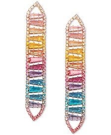 Gold-Tone Multicolor Ombré Crystal Linear Drop Earrings
