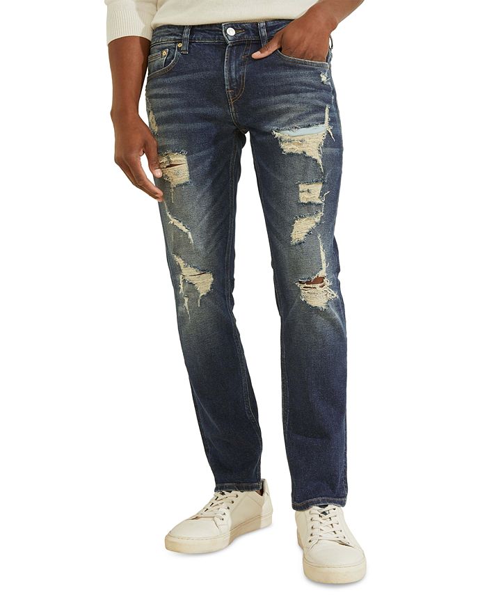 GUESS Men's Ripped Skinny Jeans - Macy's