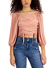 Juniors' Ruched-Front Woven Top 