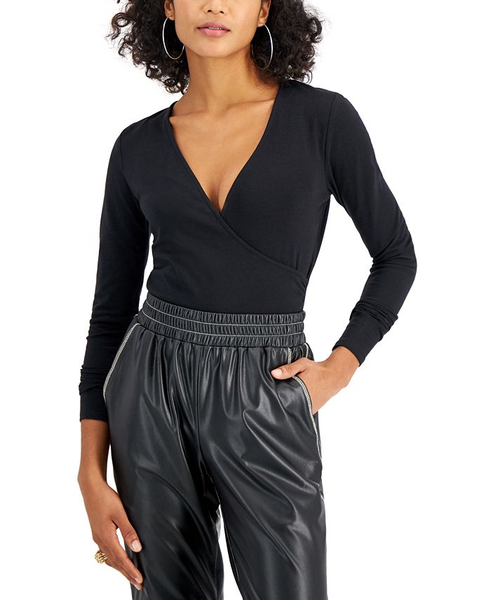 Self Esteem Juniors Surplice Neck Bodysuit Reviews Tops Juniors Macy S