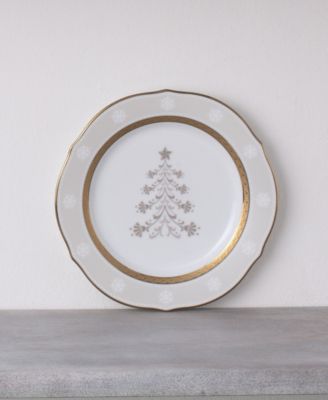Charlotta Gold Set of 4 Holiday Tree Accent Plates, 9"