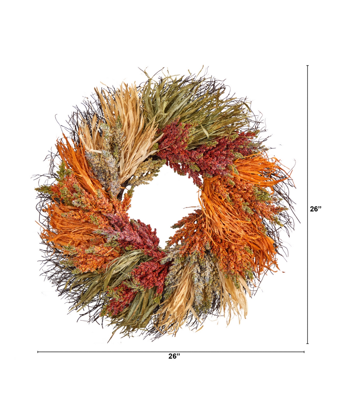 Fall Sorghum Harvest Autumn Artificial Wreath
