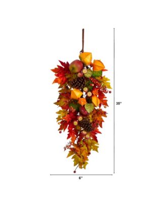 35" Autumn Maple Leaf and Berries Fall Teardrop