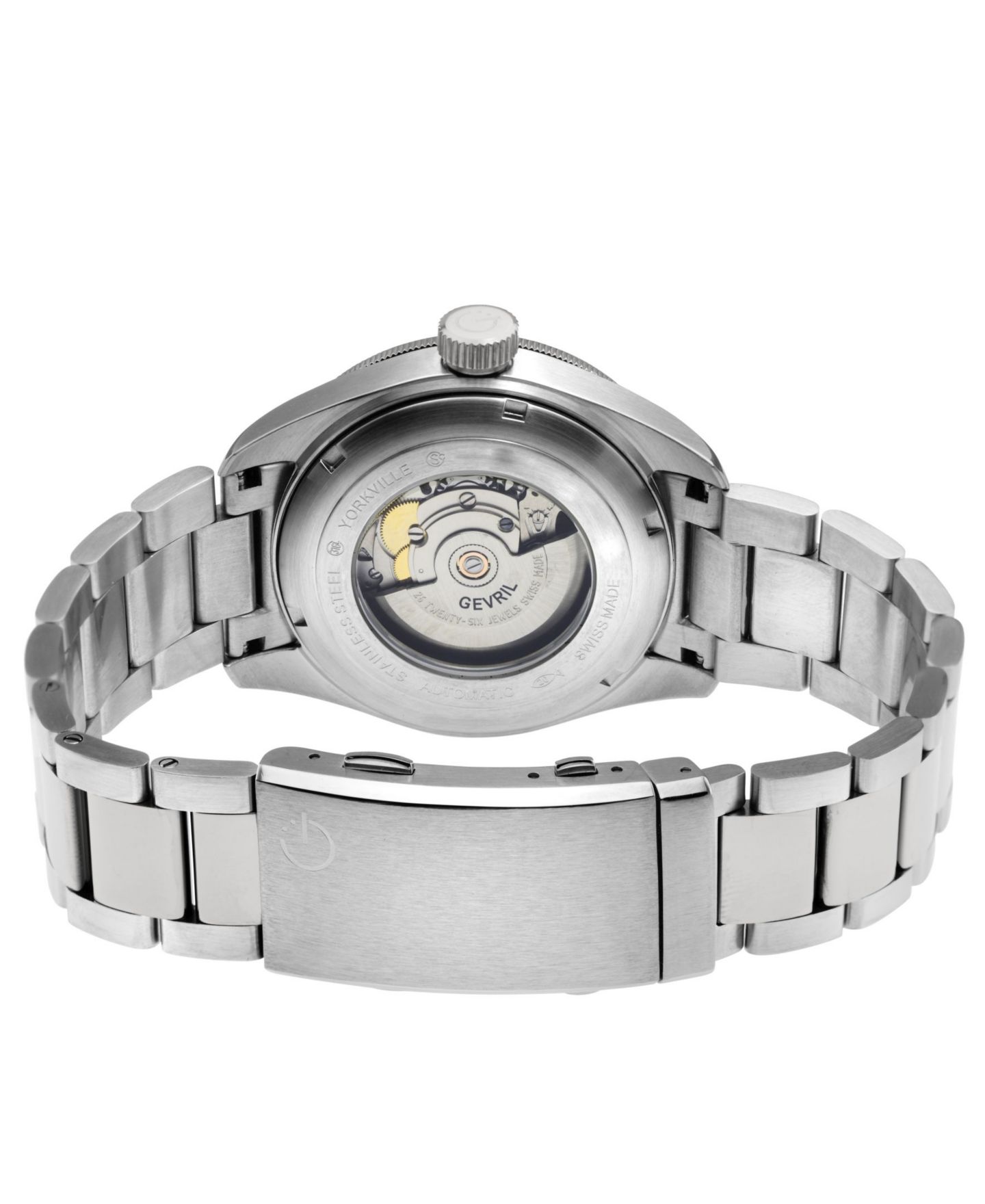 Мужские часы Gevril Yorkville Silver-Tone Stainless Steel Swiss Automatic Bracelet Watch 43mm — фото 2