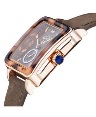 GV2 Women's Bari Tortoise Brown Leather Swiss Quartz Strap Watch 34 mm