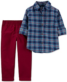 Toddler Boys 2-Pc. Plaid Shirt & Pants Set