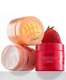 Pink Grapefruit, Mango, Strawberry Scented Whipped Body Butter, 3-Pack Body Care Gift Set