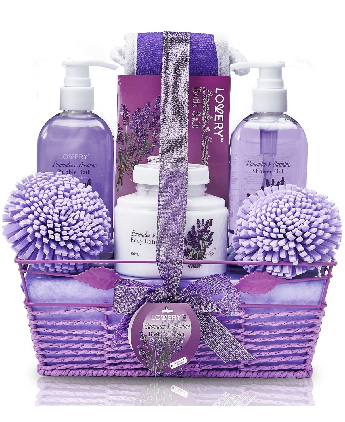 Lovery Home Spa Body Care Gift Set in Lavender Jasmine, 8 Piece