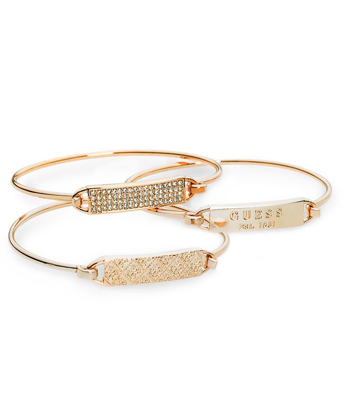 3 PCS M Letter Gold Color Bracelet and Bangle for Woman Adjustable Simple  Bracelets
