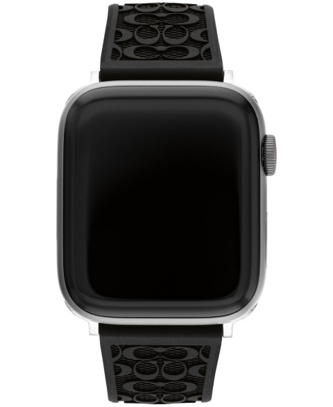 COACH Black Silicone Strap 42/44/45mm Apple Watch Band