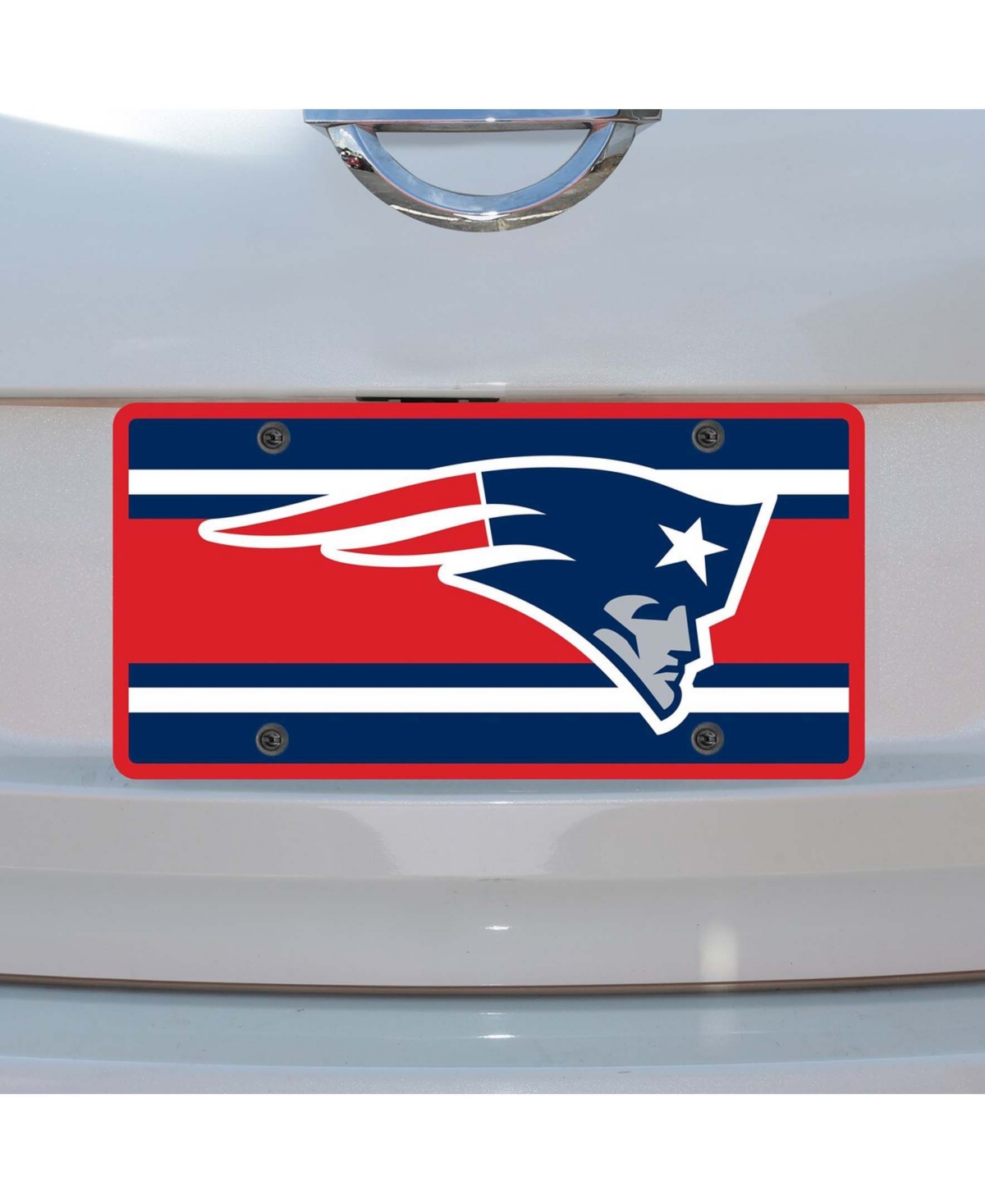 Multi New England Patriots Super Stripe Acrylic Cut License Plate - Multi