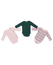 Baby Girls Long Sleeve Bodysuit, Pack of 3
