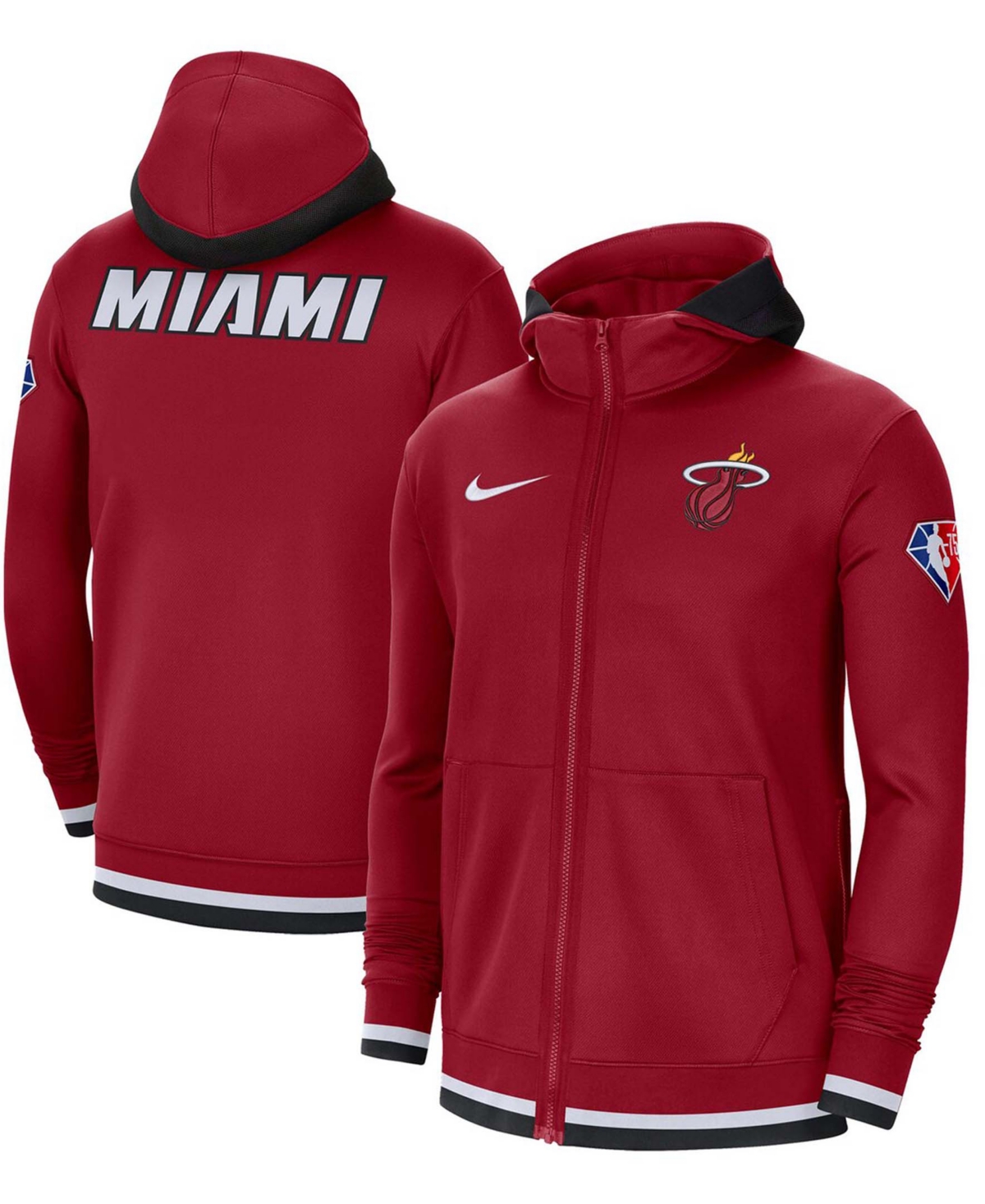 Nike Men's Miami Heat 75th Anniversary Performance Showtime Hoodie Full-Zip Jacket