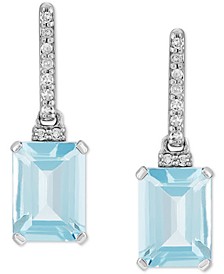 Aquamarine (1-3/4 ct. t.w.) & Diamond (1/20 ct. t.w.) Drop Earrings in 14k White Gold
