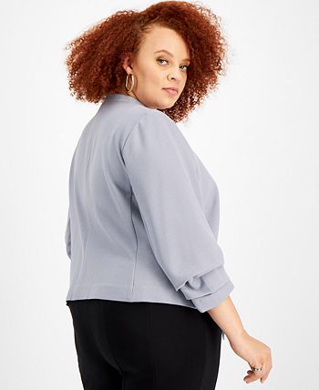 Bar III Plus Size Scrunched-Sleeve Open-Front Jacket, Created for Macy ...