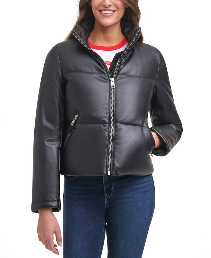 Levi's Quilted Faux Leather Puffer Coat & Reviews - Coats & Jackets - Women  - Macy's