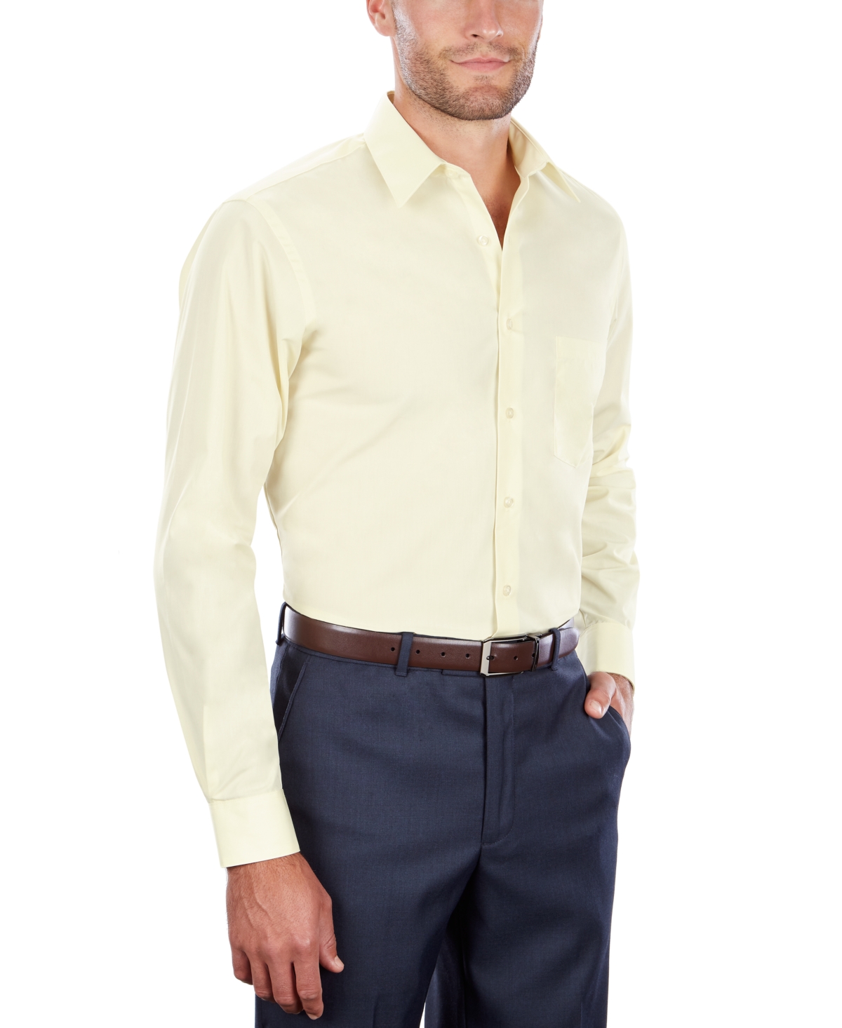 Men's Classic-Fit Poplin Dress Shirt - Lemon Glaze