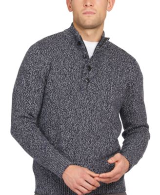 바버 Barbour Mens Sid Regular-Fit Marled Half-Zip Sweater,Navy Marl